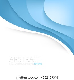 Blue curve line vector background overlap paper layer with white space for add text and message