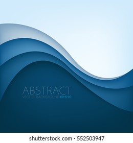 Blue curve line vector background with space for design