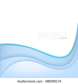 Blue curve line vector background with white space for text and message artwork design