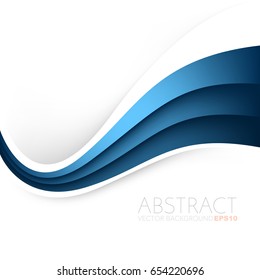 Blue curve line vector background overlap layer on white space for text design
