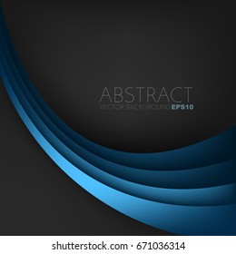 Blue curve line vector background on black space for text and message design