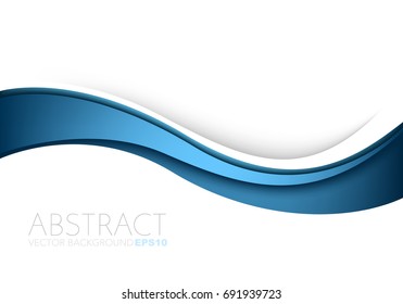 Blue curve line vector background overlap layer paper on white space for text and message design