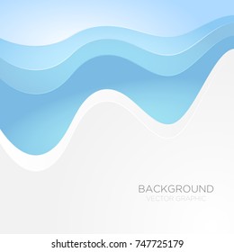 Blue curve line wave layer background with white space for add text , vector