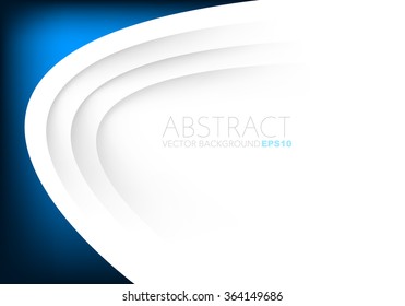Blue curve on white paper background with space for text background design , overlap layer concept