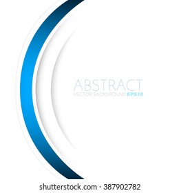 Blue curve on white paper background with space for text background design , overlap layer concept