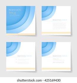 Blue curve presentation template set vector background overlap paper layer element with white space for text and message design
