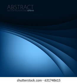 Blue curve vector background gradient color tone overlap layer with dark space for text design , Vector