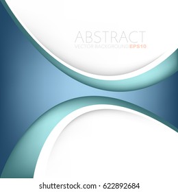 Blue curve vector background with green line on white space for text and message design
