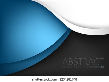 Blue curve vector background overlap layer on white and black space for design