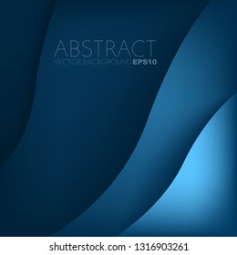 Blue curve vector background overlap layer on space for text design