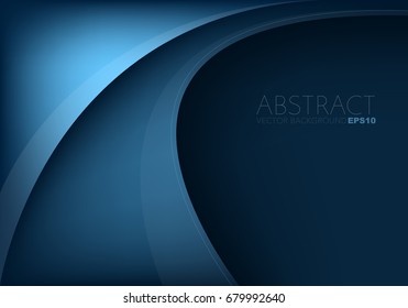 Blue curve vector background overlap layer on blue dark space for text design