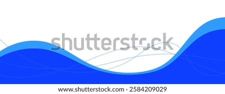 Blue curve wave border, footer with lines wallpaper background