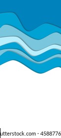 Blue curve wave line background, ice and water in paper cut style. Space for text. Cropped with Clipping Mask