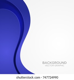 Blue curve wave line background on white space for text and message modern artwork design