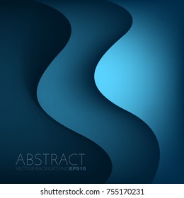 Blue curve wave vector background overlap layer element with dark space for text and message background design