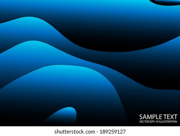 Blue curved abstract vector background illustration - Blue elegant vector shades illustration