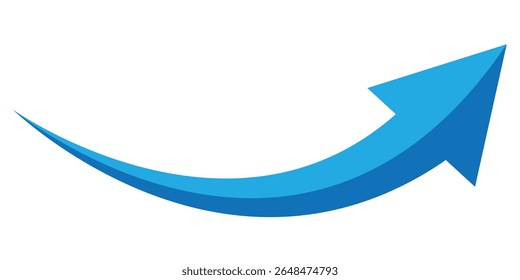 Ícone de seta curva azul. Vetor de seta 3D verde. Seta longa. Ícone de seta vermelha sobre fundo branco. Ilustrador de vetor. 