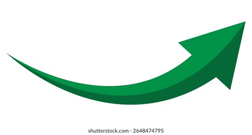 Ícone de seta curva azul. Vetor de seta 3D verde. Seta longa. Ícone de seta vermelha sobre fundo branco. Ilustrador de vetor. 