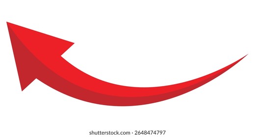 Ícone de seta curva azul. Vetor de seta 3D verde. Seta longa. Ícone de seta vermelha sobre fundo branco. Ilustrador de vetor. 