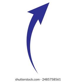 Blau gekrümmte Pfeil-Symbol-Vektorillustration. Auswechselbares Pfeildesign der Vektorgrafik.
