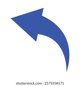 Blue curved arrow icon vector. Arrow icon. Cursor, pointer for web design, interface. Curved arrow icon. Vector illustration.