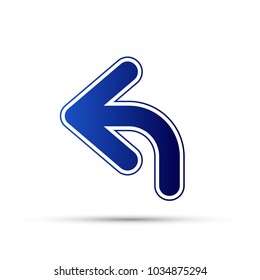Blue curved arrow to left