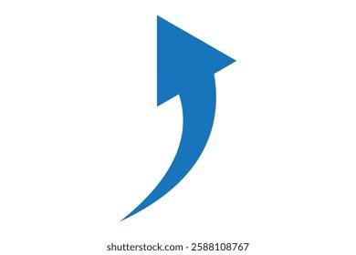 blue curved graph with arrow icon. Arrow illustration pointing up. Counterclockwise direction pointer. single arrow, sign left down isolated on white background. Vector illustration