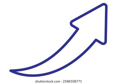 blue curved graph with arrow icon. Arrow illustration pointing up. Counterclockwise direction pointer. single arrow, sign left down isolated on white background. Vector illustration