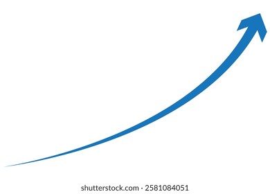 Blue curved graph with arrow png file type for your apps, website, web, UI, logo, designs