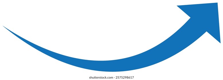 Blue  curved icon, Blue long curved arrow on white background. vector icon of  long arrow. Blue arrows vector illustration. Icons isolated. Blue long arrow. Design EPS 10