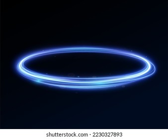 Blue curved light line, rope, tape. Smooth festive neon line with light effects. Element for your design, advertising, postcards, invitations, screensavers, websites, games.