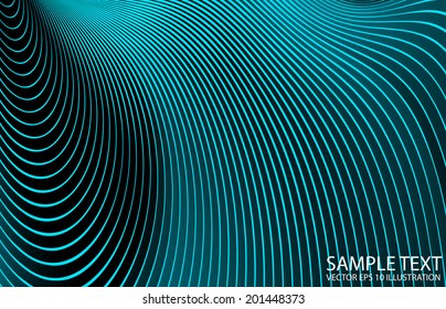Blue curved line background moire effect illustration - Vector blue abstract background template