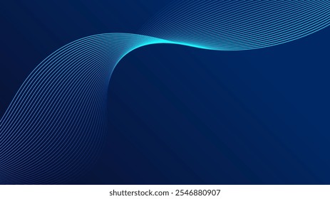 Blue curved lines form fluid wave shapes. Gradient shades create a sense of depth and motion. A dark background emphasizes the vibrant details. The pattern is abstract and visually striking.