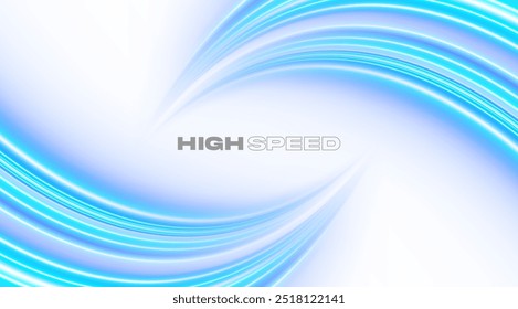 Blue curved lines. Futuristic wavy lines. High speed light. Science technology and innovation vector background.