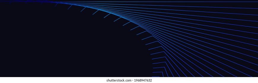 blue curved lines on a black 3s vector background, optical illusion, linkedin banner vector, facebook cover, instagram logo, blue lines on dark blue, empty frame, space for text