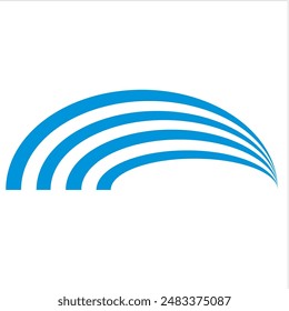 Blue curved logo design lined up to form waves