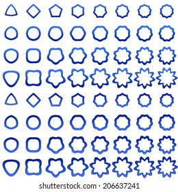 Blue curved polygon shape collection - vector version