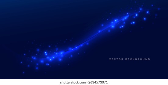 Blue curved rays with lighting effec abstract background. Template brochure, cover, display layout. Vector illustration