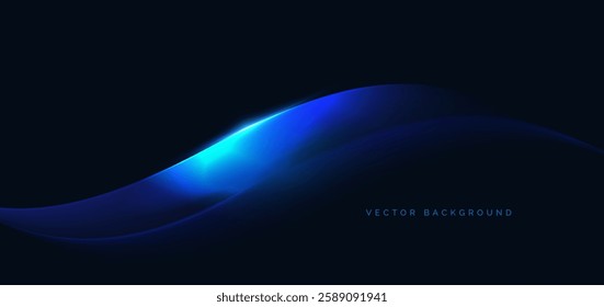 Blue curved rays on dark blue background. Speed motion moving concept. Vector illustration