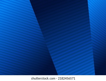 Blue curved refracted geometric lines tech abstract background. Vector design