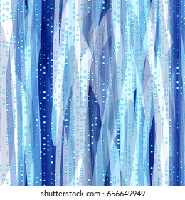 Blue curved stripes with dots. Abstract seamless texture for fabric, wrapping, home decor.