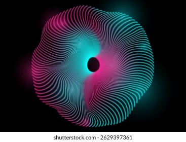 Fundo de tecnologia futurista abstrato de linhas circulares trançadas curvas azuis. Projeto artístico mínimo vetorial