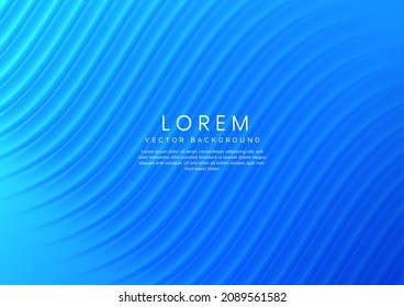 Blue curved wavy curtain backgroung and texure. Minimal scecne studo room. Vector illustration