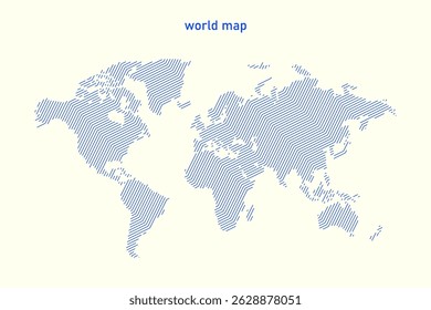 Blue curved World map contours on white background. Made for world news and articles.