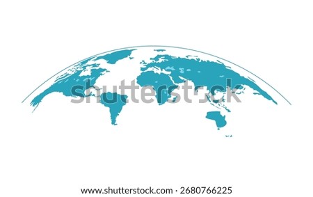 Blue curved World map contours on white background. Made for world news and articles.