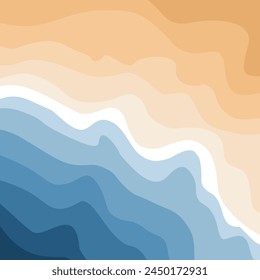 Blue curves and the waves of the sea range from soft to dark vector background flat design style