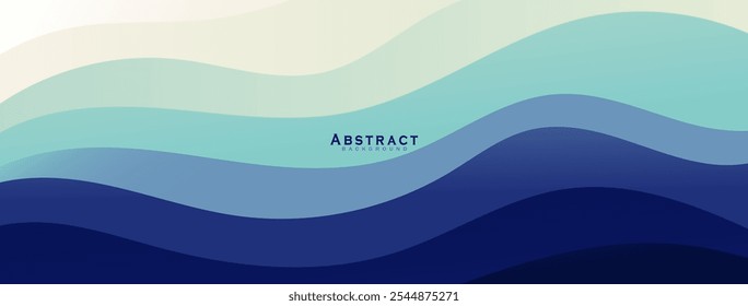 Blue curves and the waves of the sea range from soft to dark vector background flat design style