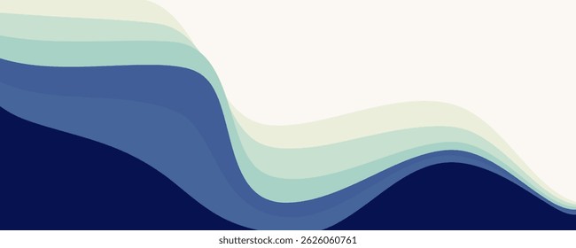 Las curvas azules y las olas del mar van desde el fondo de Vector suave hasta el estilo de diseño plano de fondo oscuro