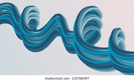 Blue curvy abstract element, rubber, stylized wave, futuristic modern background