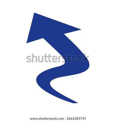 Blue Curvy Arrow Upwards, vector illustration isolated on white background, eps